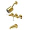 Kingston Brass Tub and Shower Faucet, Brushed Brass, Wall Mount KBX8137DPL - alternate 1